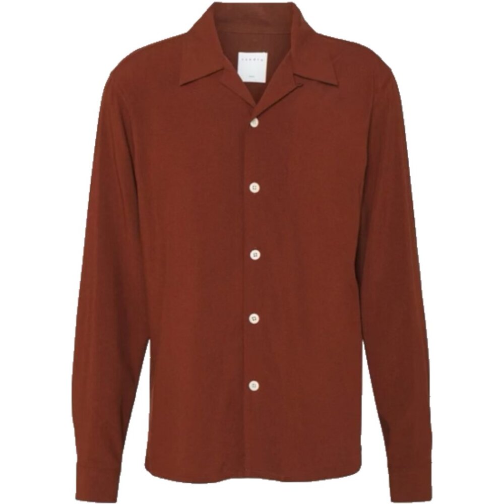 Sandro Paris Rust Red Button-Up Shirt XS | Slim Fit 100% Viscose